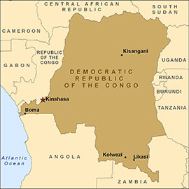 Map of DRC and Congo