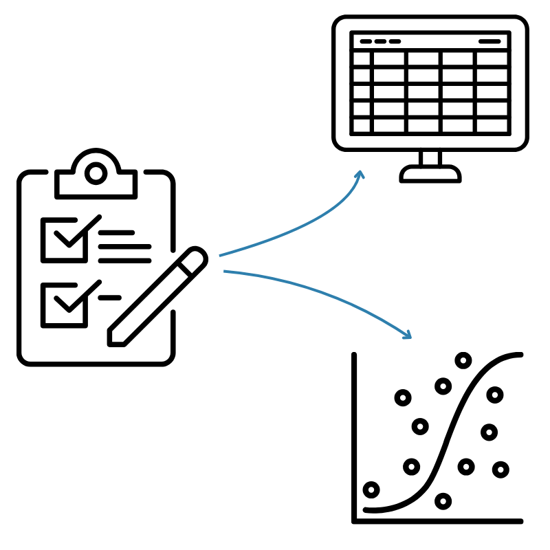 Illustration of a needle with needle and thread above a stitch